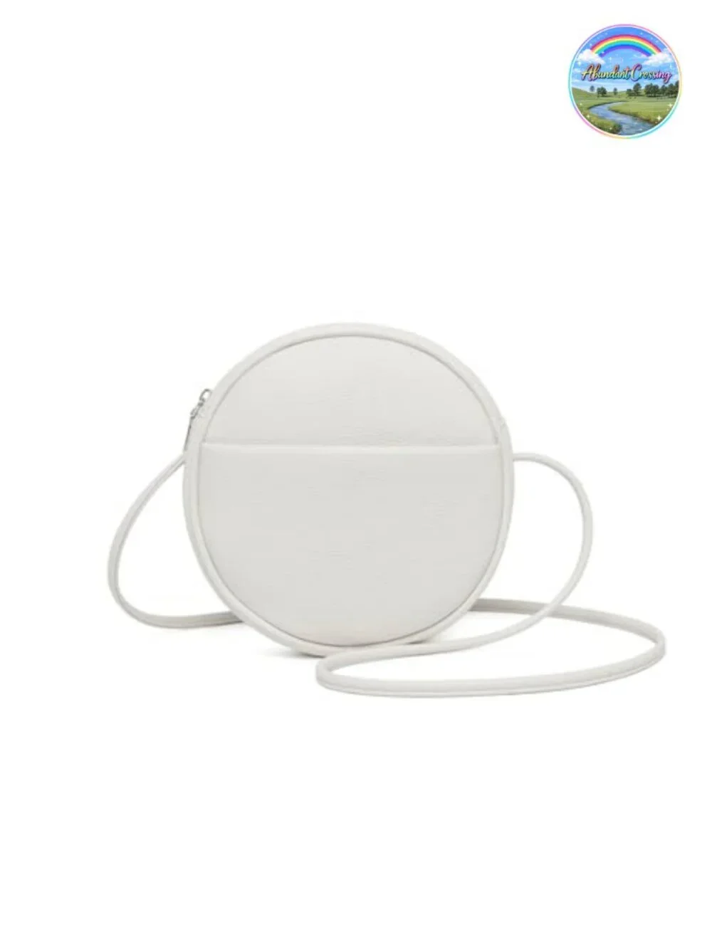 Round PU Leather Crossbody Purse for Women with Adjustable Knot Strap